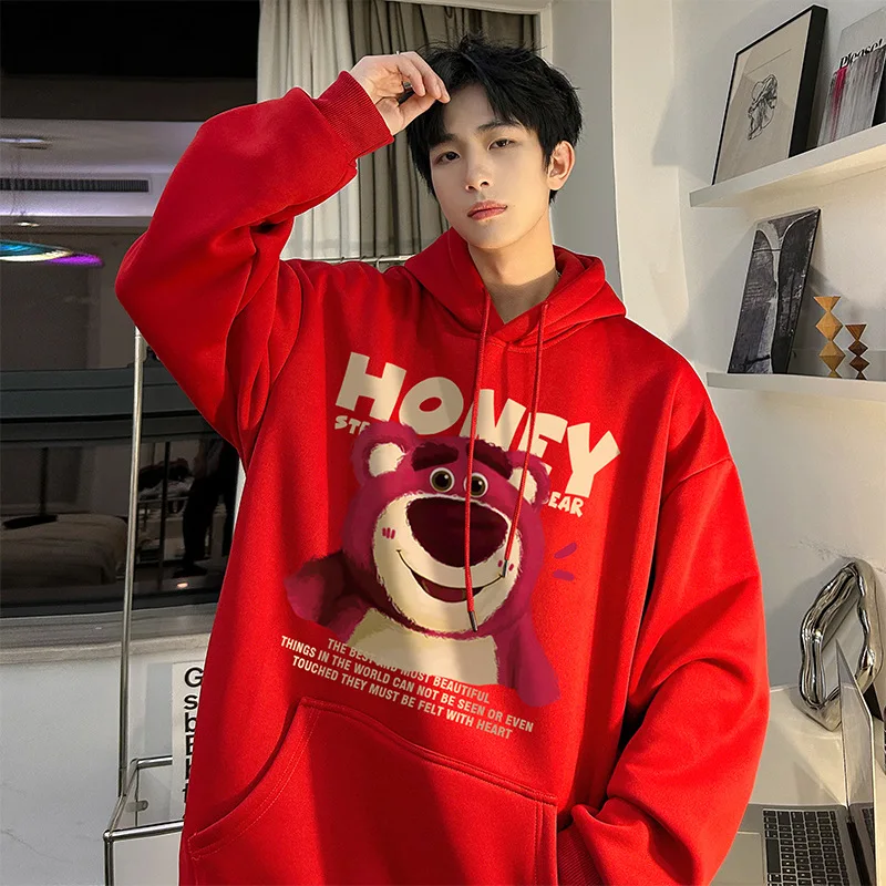 Hip Hop Punk Casual Oversized Honey Hoodies Alternative RockIndie Rock Hoody Thicken Fur Blazer Men Women Funny Bear Sweatshirt