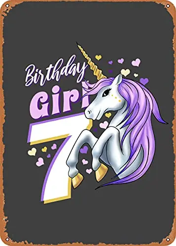 

Birthday Girl Seven Years Vintage Look Metal Sign Patent Art Prints Retro Gift 8x12 Inch