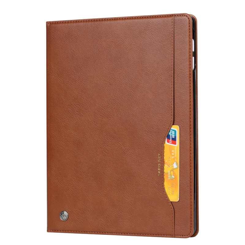 couro livro caso com slot de cartões