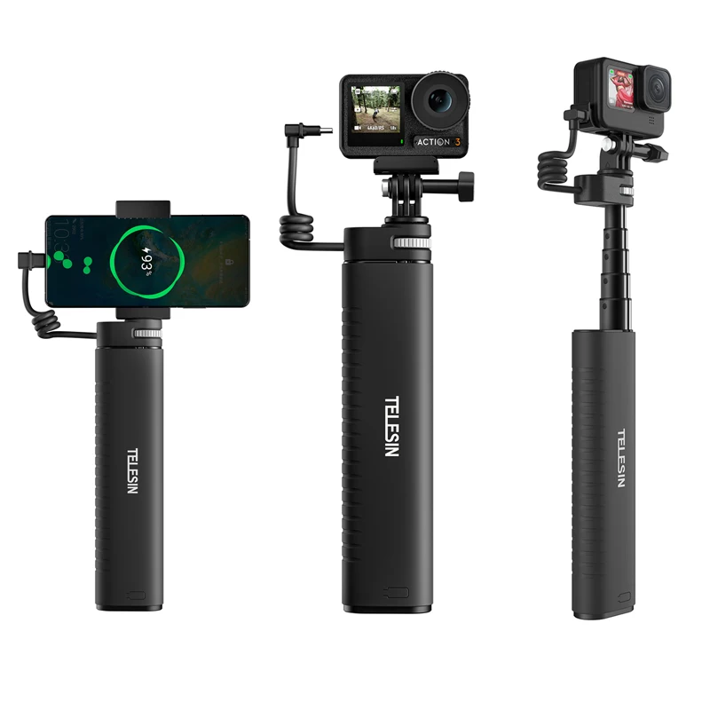 

Fran-F65 Charging Selfie Stick 10000mah Power Bank Universal For Gopro Insta360 DJI Action Sports Camera For Smart Phone
