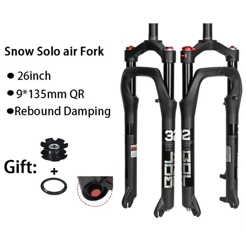 

BOLANY MTB Snow Fork Bicycle Solo Air Front Suspension Fat 20 26 Inch Aluminum Alloy Manual/Remote Control Bike e-bike Wide Tire