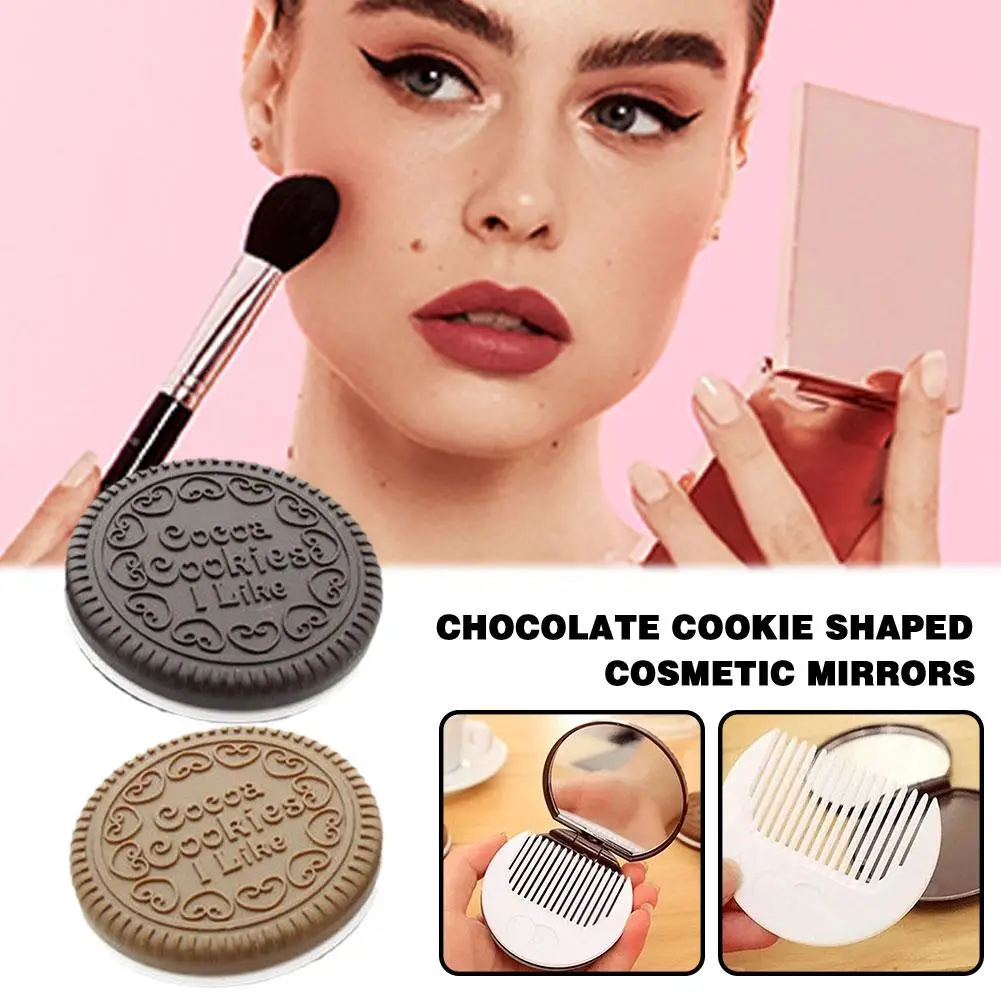 

1pcs Portable Mini Cute Ladies Girls Mirror Fashionable Shaped Design Mirror Cosmetic Tool Makeup Chocolate Cookie P5H7