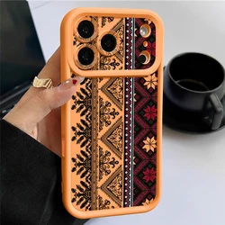 Vintage Totem Pattern Shockproof Soft TPU Phone Case for iPhone 17 Pro (A801 Orange )
