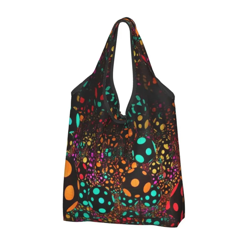 

Reusable Yayoi Kusama Grocery Bag Foldable Machine Washable Light Ball Mystery Shopping Bags Large Eco Storage Bag Lightweight