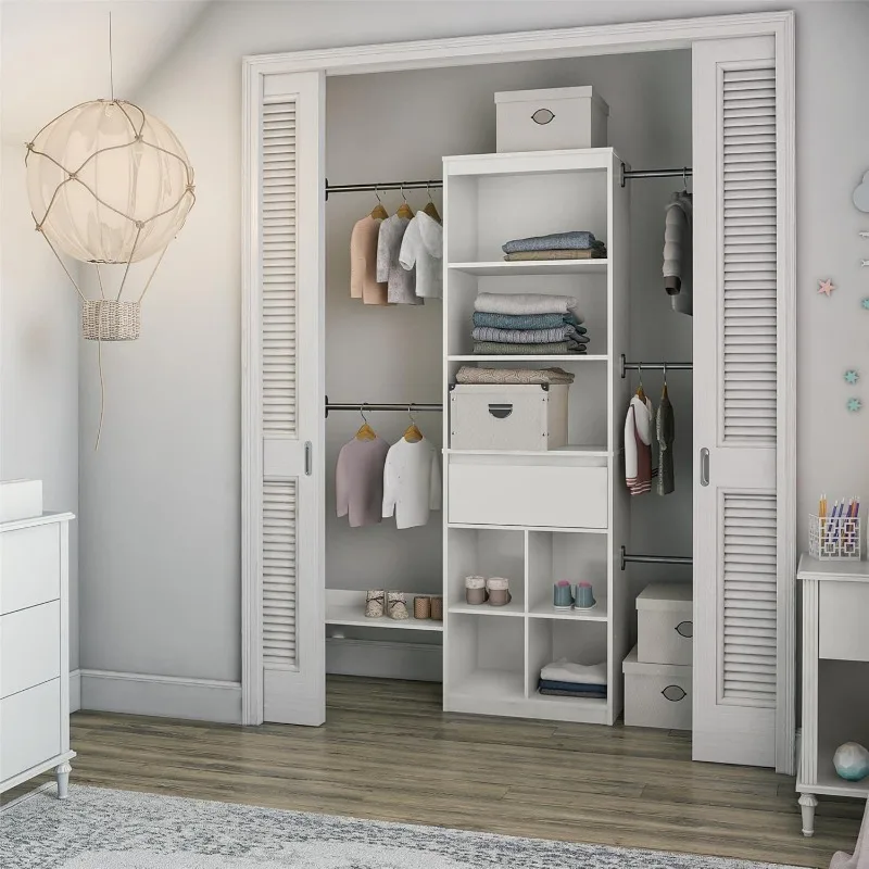 Grow with Me Adjustable Kids’ Closet Organizer System, 15.69" D x 95.44" W x 76.62" H, 3