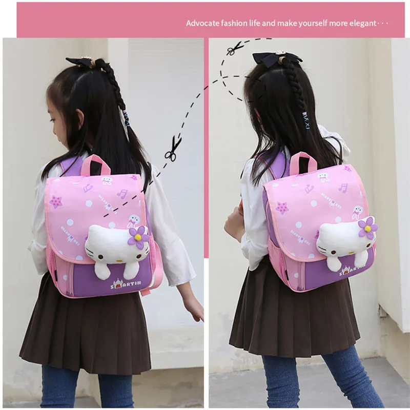 School bag for kids 5 to 6 year boys cartoon little dinosaur rabbit cat plush doll children's Kindergarten  backpack