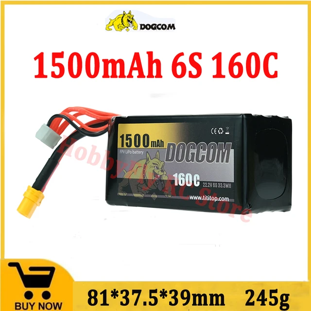 Batterie Lipo Dogcom 6S 1550mAh 150C - Drone-FPV-Racer