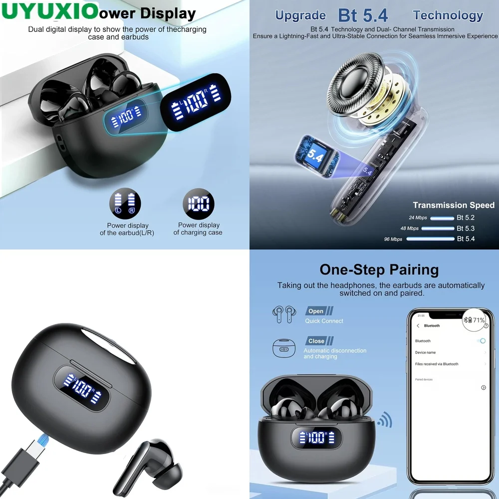 Enhanced Wireless Ear Buds with Smart LED Display and 50H Ultra Playtime for HiFi Sound Experience