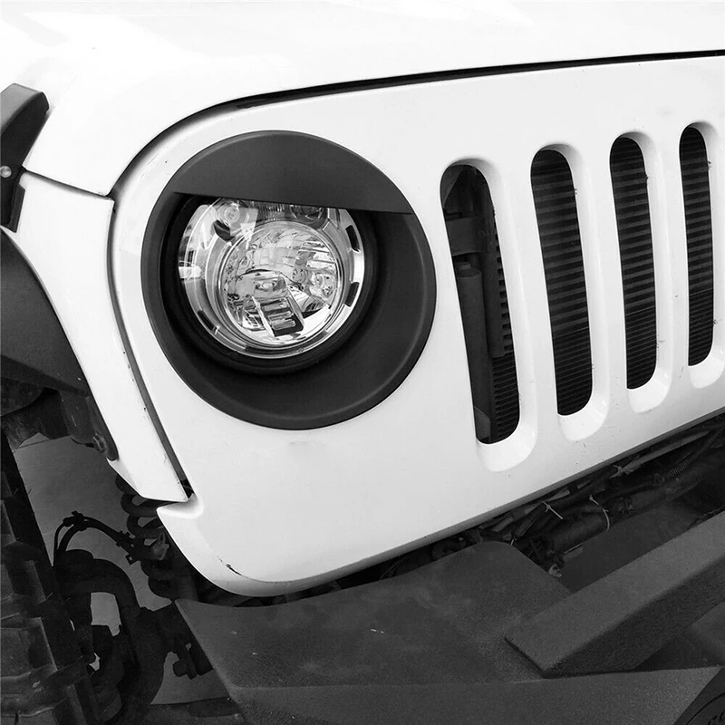 For Jeep Wrangler JK 2007 2008 2009 2010 2011-Car Front Lamp Headlight Cover Trim Black Parts Auto Light Accessories 1Pair headlight lamp cover
