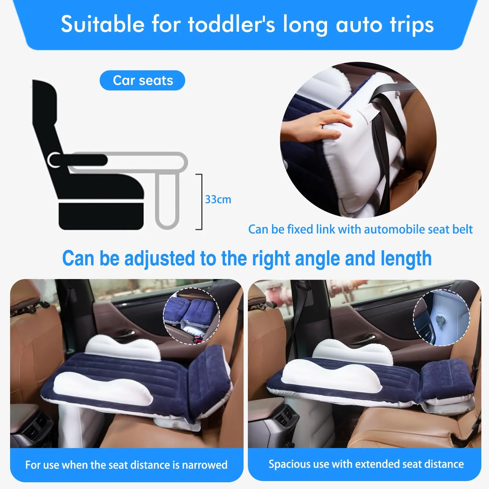 Inflatable Flight Kids Bed Mattress for Airplane Portable Kid Travel Essentials Baby Travel Bed Versatile Airplane Seat Extender