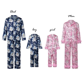 Family Matching Christmas Pajamas Sets Santa Letter Holiday Satin Loungewear Sleepwear Dad Mom Kids Pajamas Xmas Look Pyjama
