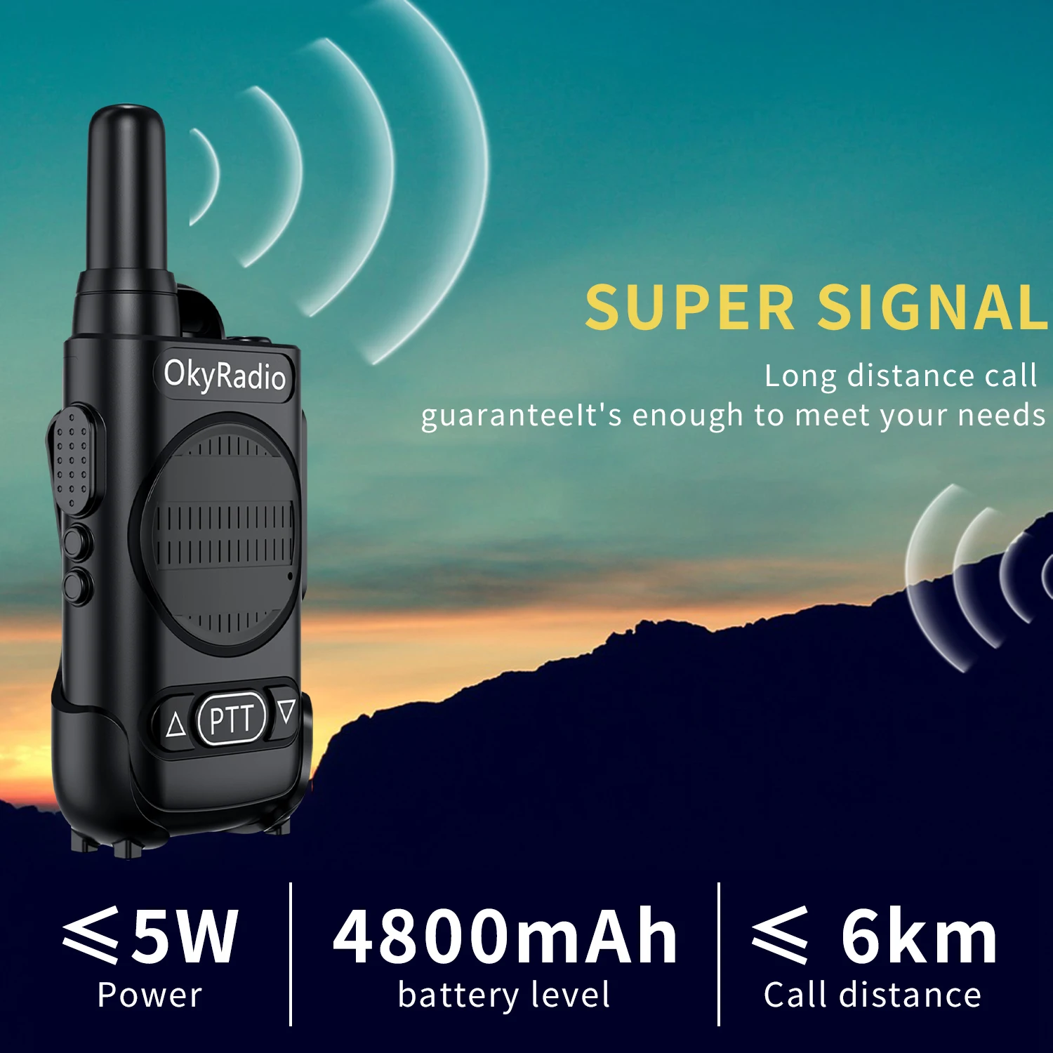 2 way radio OkyRadio 4800mah Large Capacity 5w Portable Waterproof Walkie-talkie with 6km Call Distance for Hotel Security Personnel long range walkie talkies 200 miles