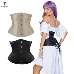 Plus Size Black Apricot 5 Brooches Vintage Brocade Korsett Rope Bandage Bustier Slimming Waist Cincher Corset Top For Women