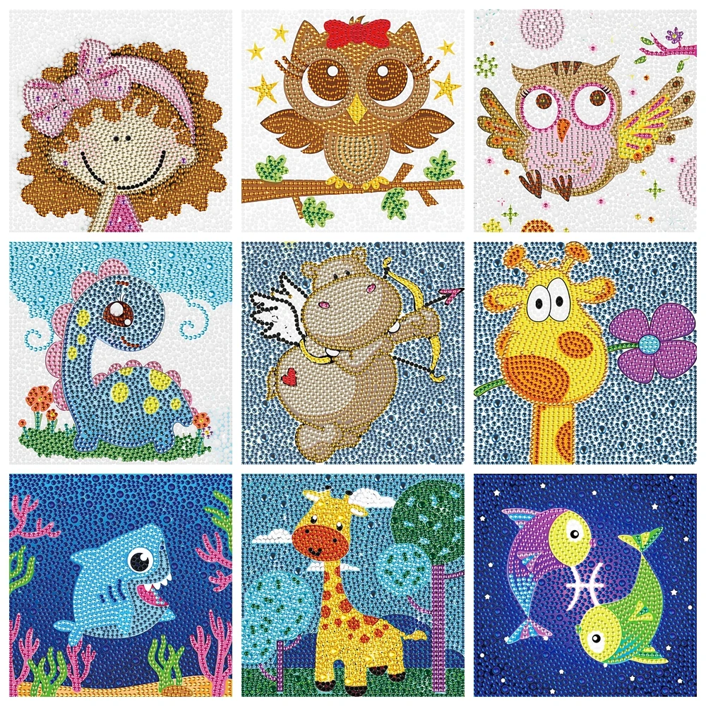 New DIY Diamond Painting Cartoon Animal Rabbit Giraffe Eagle Picture 5D Full Round Diamond Embroidery Cross Stitch Home Decor
