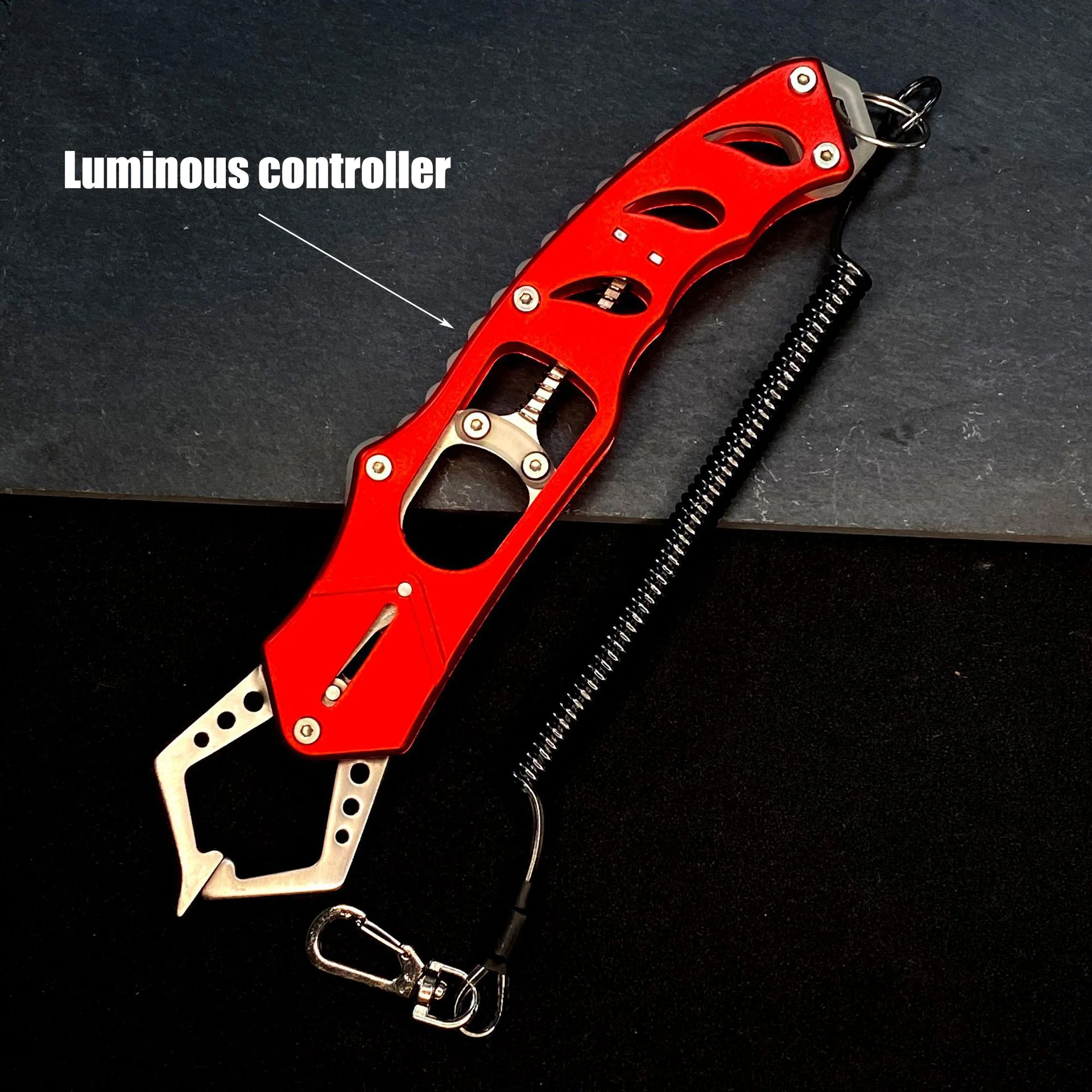 Fish Lip Gripper 21cm Aluminum Alloy Fish Controller Stainless Steel Luminous controller Fishing Tools Accessories