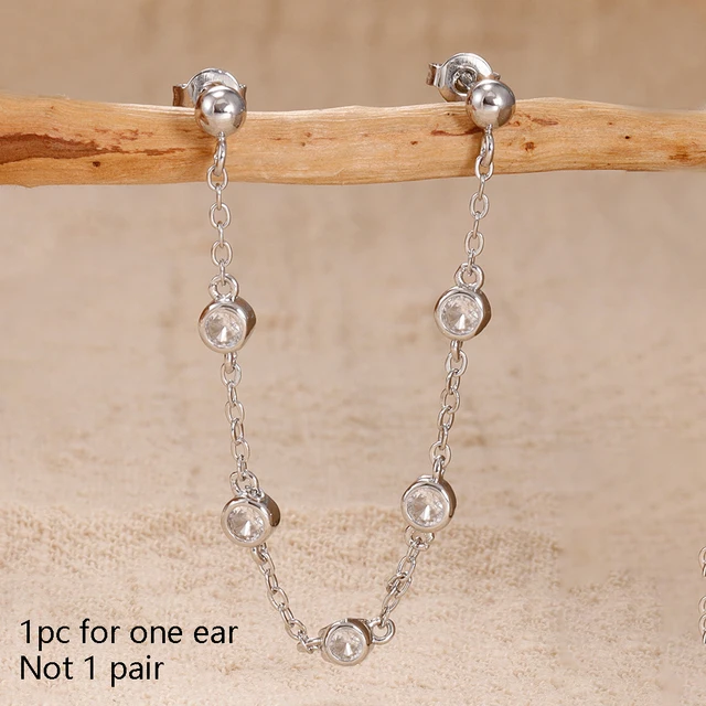 1 pièce 14K plaqué or cheval oeil chaîne gland Zircon boucles d'oreilles pour femmes géométrique minimalisme boucles d'oreilles bijoux accessoires