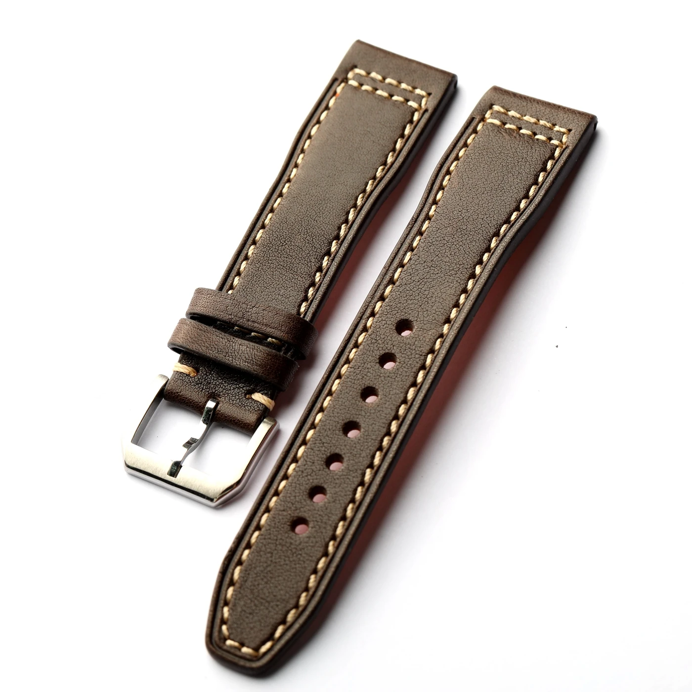 Premium Handmade Cowhide Leather Strap - Brown & Black Retro Style