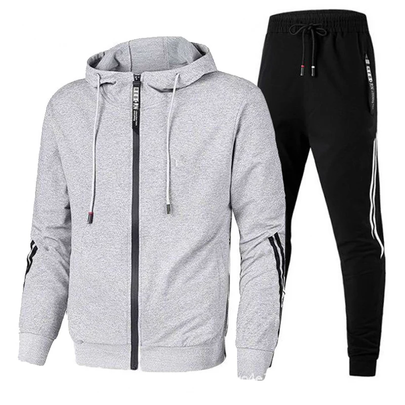 Mens Tracksuit Zipper Hoodies Male Casual Sports Jackets Jogging Clothes High Quality Tops Pants Hot Sales Sportswear Sweatpants