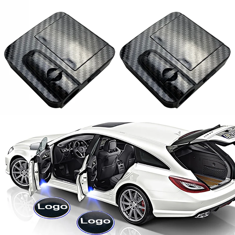 LED Car Lights Wireless Door Welcome Laser Projector Shadow Lamp Kit Universal Interior Emblem
