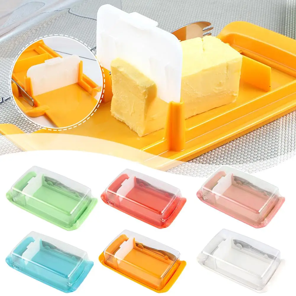 

Резак для масла, блюдо, слайсер для масла, коробка, пластиковая резак, блюдо с прозрачной крышкой для холодильной стойки, кухонный инструмент для хранения F3S8