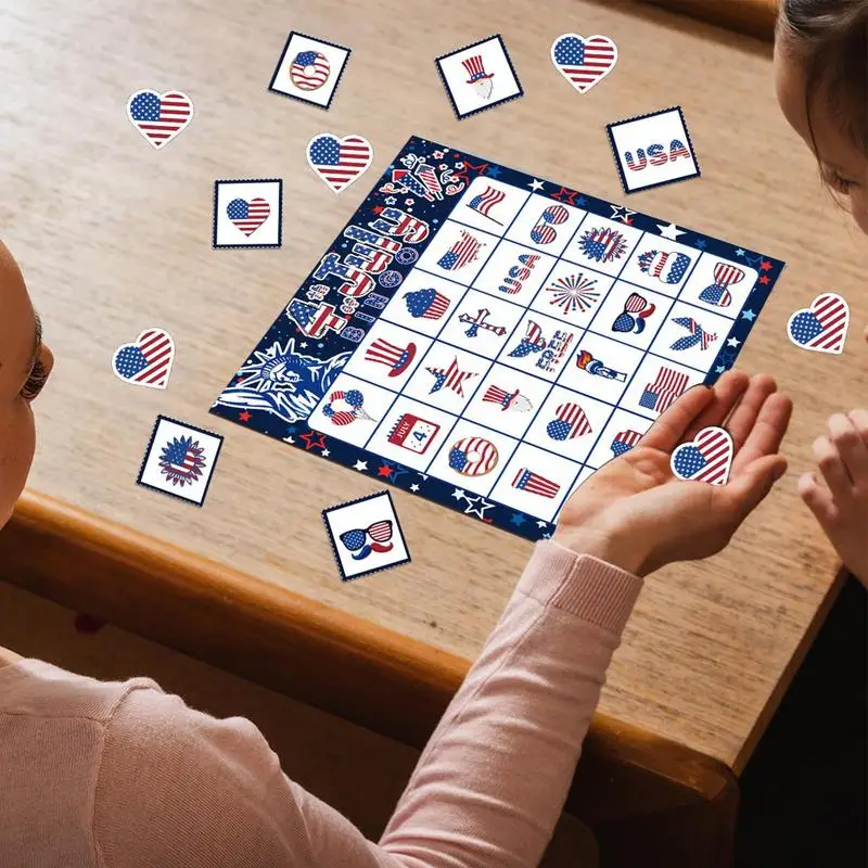 4th Of July Card Games Independence Day Patriotic Bingo Game Funny Card Game Party Supplies Multiplayer For Kids & Adults