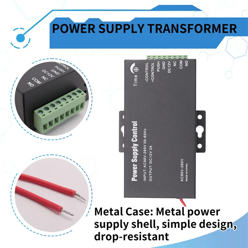 AB53 액세스 제어 전원 공급 장치 변압기 도어 시스템 어댑터 AC110-240V Covertor 시스템 기계 검정색 DC12V 3A