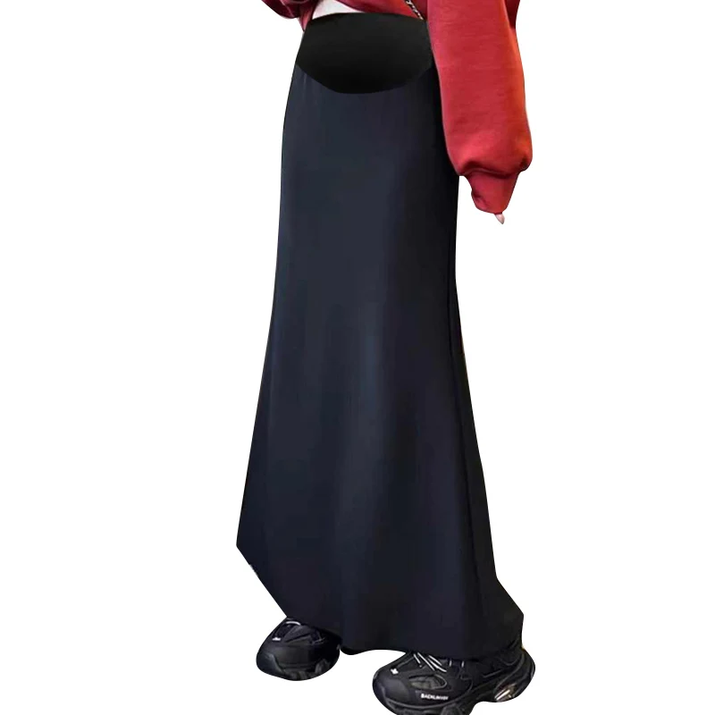 Korean Style Spring Maternity Woolen Fishtail Skirts Tall Women Mermaid Trumpet High Waist Pregnancy Long Loose Skirts