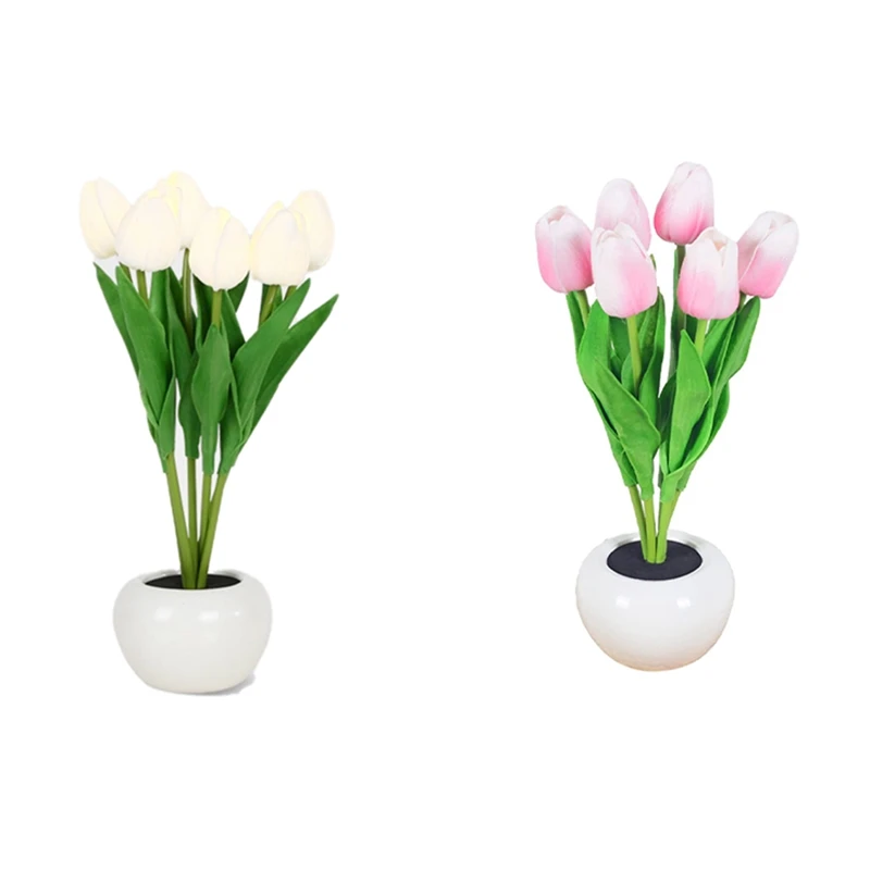 

Tulip Lamp, New Table Lamp LED Simulation Tulip Night Light With Vase, Table Lamp Decoration Home Living Room