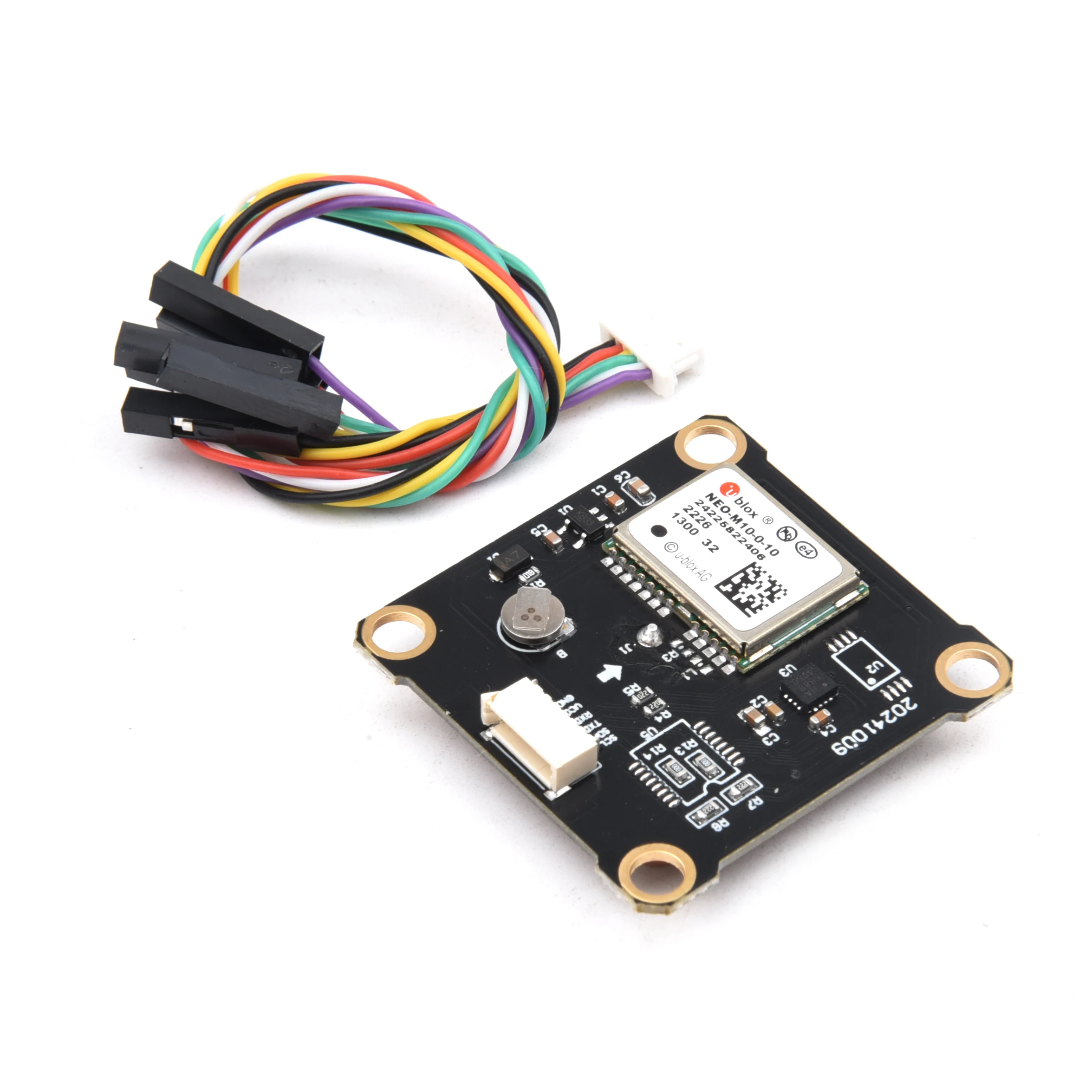 Module GPS M10 pour drone installé sur un châssis, câblage visible pour positionnement haute précision.