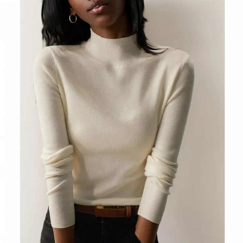 

Осенний классический свитер, пуловер с коротким высоким воротником, зимняя модная облегающая трикотажная одежда с длинным рукавом, повседневная одежда, 29926