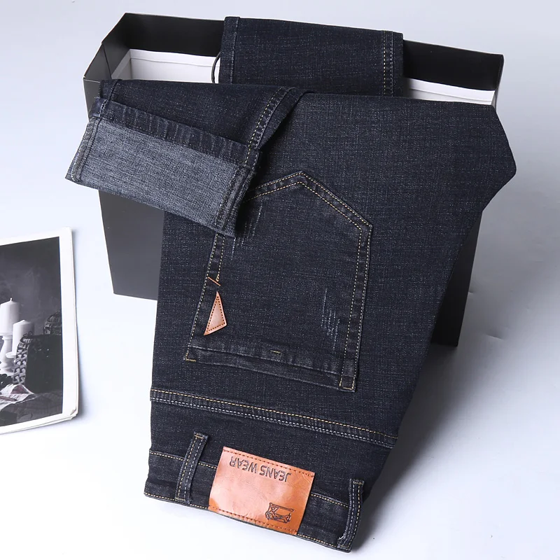 Men Fashion Straight Jeans Men 2024 New Stretch Slim Fit Pants Comfortable Soft Business Denim Trousers Male Brand Clothing 3
