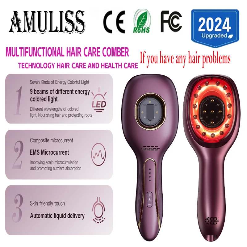 Amuliss Laser Hair Growth Hair Loss Treatment Device EMS Microcurrent Head massage for Men and Women Type-C Rechargeable device