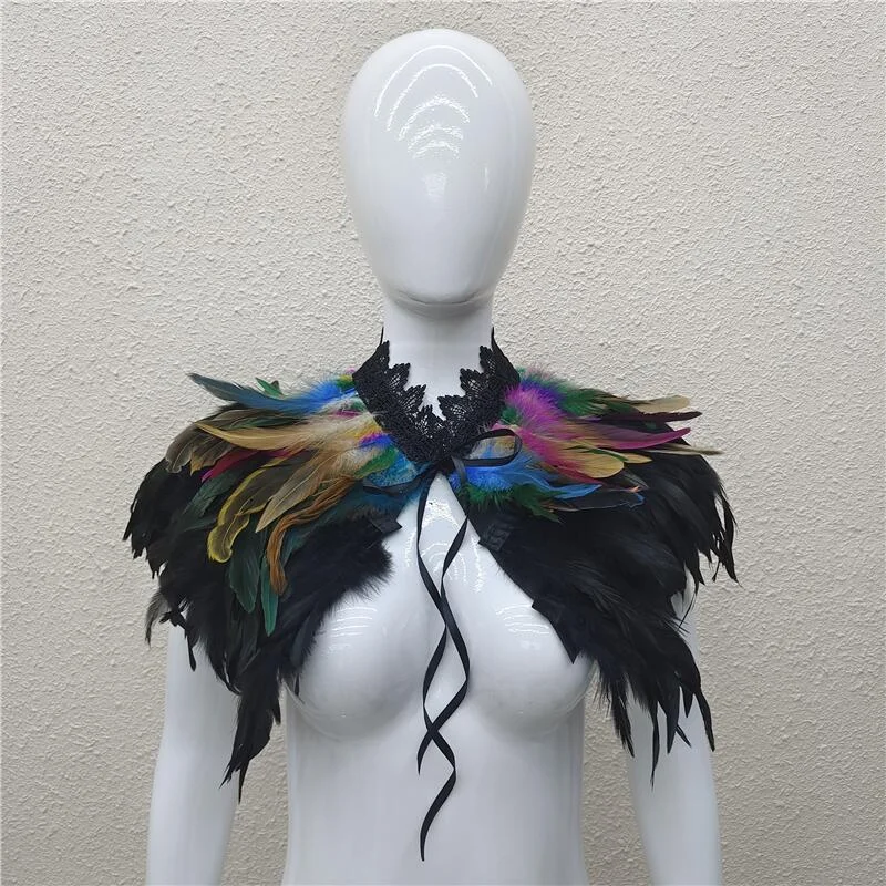 9 Color Luxury Feather Choker Gothic Clothes Accessories Party Cosplay Feather Fur Shawl Scarf Women Halloween Decor Pro Wrapm