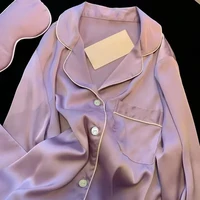 Pyjama de luxe léger en soie glacée de haute qualité pour femme, ensemble de maison à manches longues, vêtements de nuit en Satin, Style printemps et automne 3