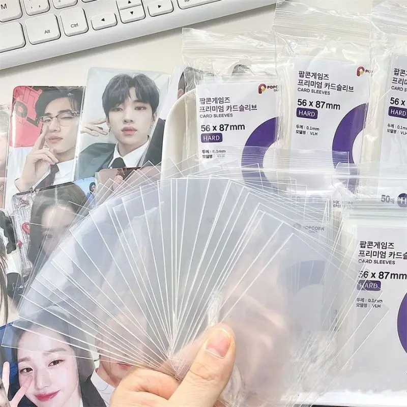 

50/100pcs Korea Card Sleeves Clear Acid Free CPP HARD Photocard Holographic Protector Film Album Binder Photo Popcorn Card