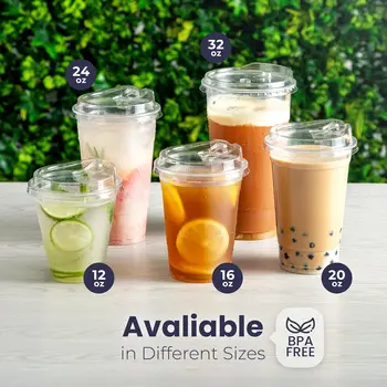Bicchieri di plastica trasparenti da 12/16//20/24/32OZ con coperchi Sip Tazze di caffè in plastica usa e getta da andare Tazze per frullati di caffè freddo Soda 1