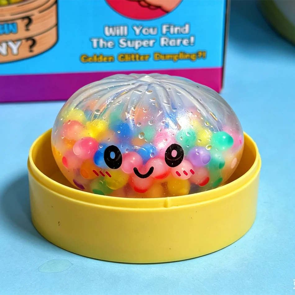 Neue bunte Glitzer-Dumpling-Squishies (1 Stück) mit Box – sensorisches Quetschspielzeug zum Stressabbau_voghion.com