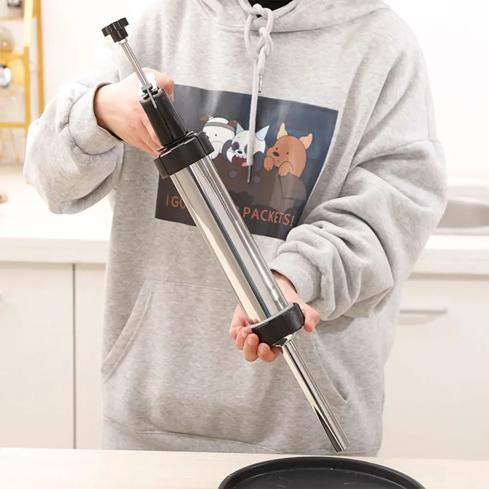 Sausage Stuffer Stainless Steel Small Sausage Tool Fast Sausage Filling 1.5lbs with 5 Nozzles BBQ Kitchen Tool For Household Use Or Commercial