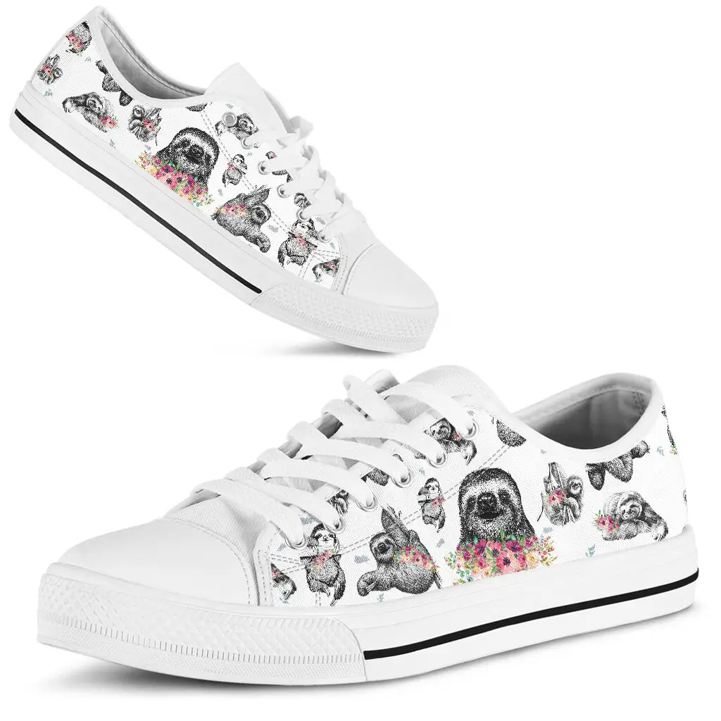 

BKQU Sneakers Women Shoes Cute Sloth Pattern Canvas Sport Shoes Flat Lace-Up Adult Zapatillas Mujer Chaussure Femme 2022