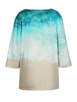 Plus Size 5XL 2025 New Summer Casual Tee Shirt Women's V Neck Tops Loose Size Short Sleeve Wave Print Pullover Fashion T-shirt - Image 6