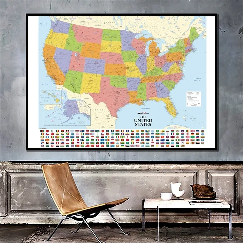 90*60cm The World Map Decorative Posters Unframed Prints Wall Art Canvas Paintings School Supplies Living Room Home Decoration