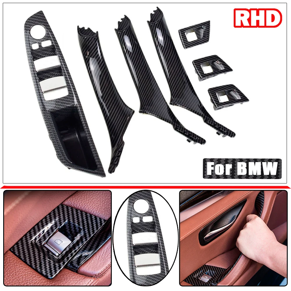 RHD 오른쪽 드라이버 자동차 인테리어 도어 핸들 팔걸이 패널 당김 트림 커버 세트, BMW 5 시리즈 F10 F11 520i 523i 525i 528i 530i 용