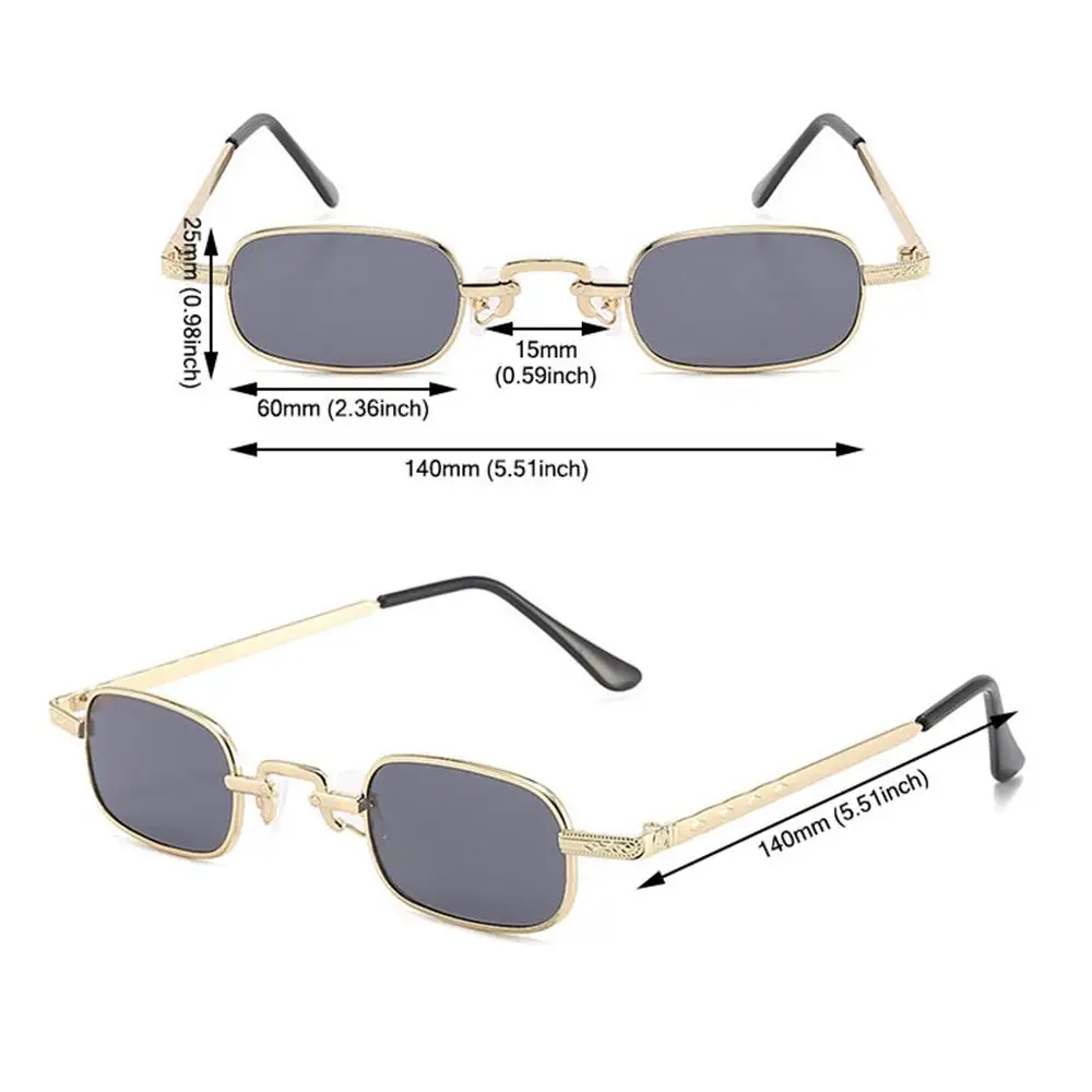 Metal Frame Small Rectangle Sunglasses UV400 Protection