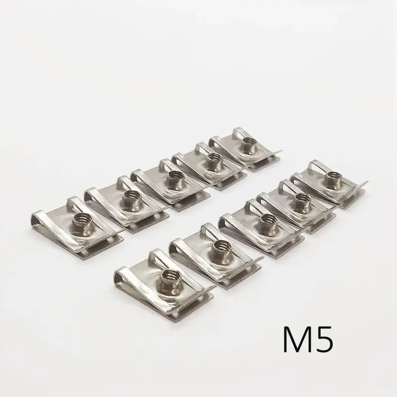 10pcs Stainless Steel U Type Clips Plate Leaf Spring Nut M6 M5 M4 M8 8mm 5mm 6mm 4mm Reed Nuts for Car Motorcycle Scooter ATV - Image 10