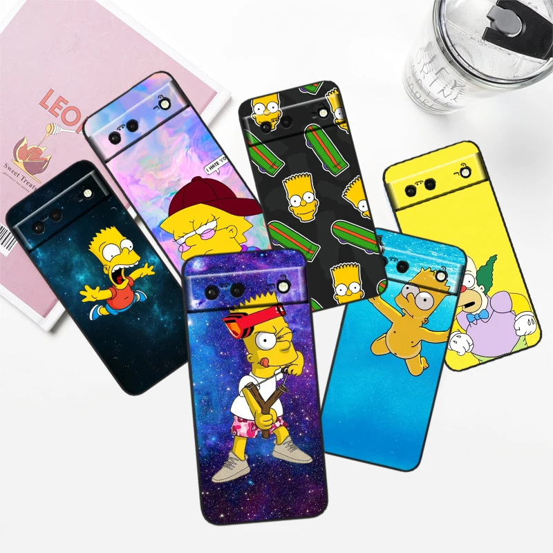 Anime Family The Simpsons For Google Pixel 8 7A 7 6A 6 5A 5 4 4A XL 5G Black Silicon Shockproof Shell Phone Case