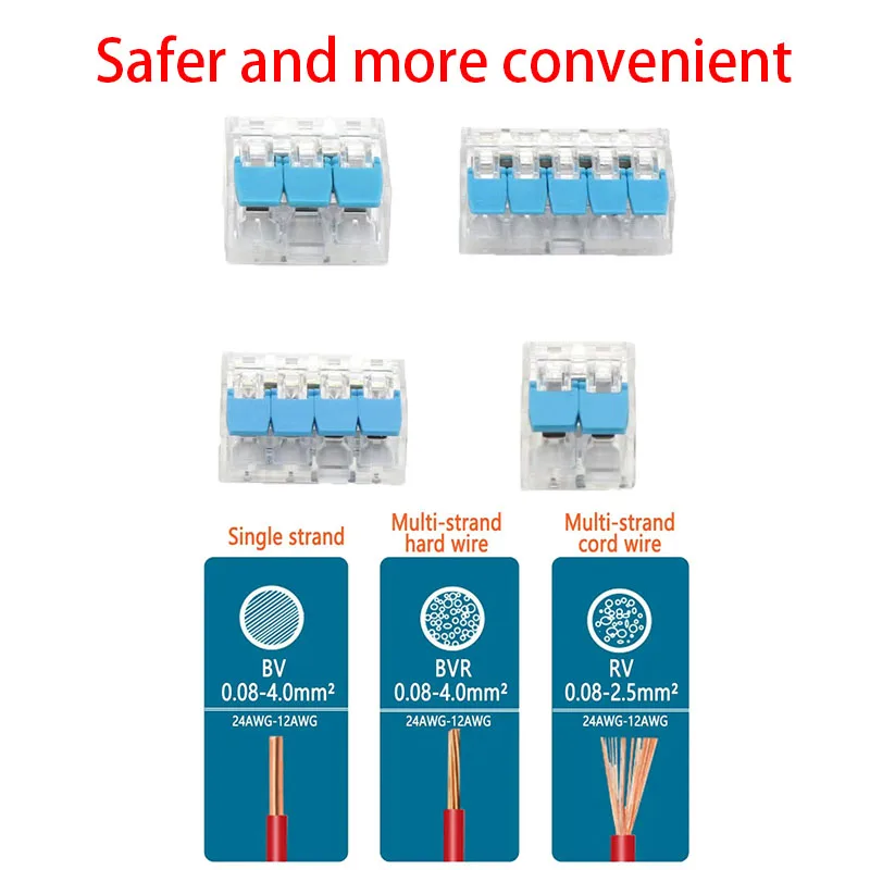 Description Picture 6 of itemTransparent One in many out Quick wire Connector Universal cable wiring Terminal Block mini Push-in Home Junction box LED Light
