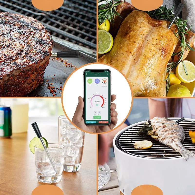 Intelligent Wireless Bluetooth Thermometer For Barbecue Mobile App  Connection Kitchen Barbecue Meat Waterproof Food Thermometers