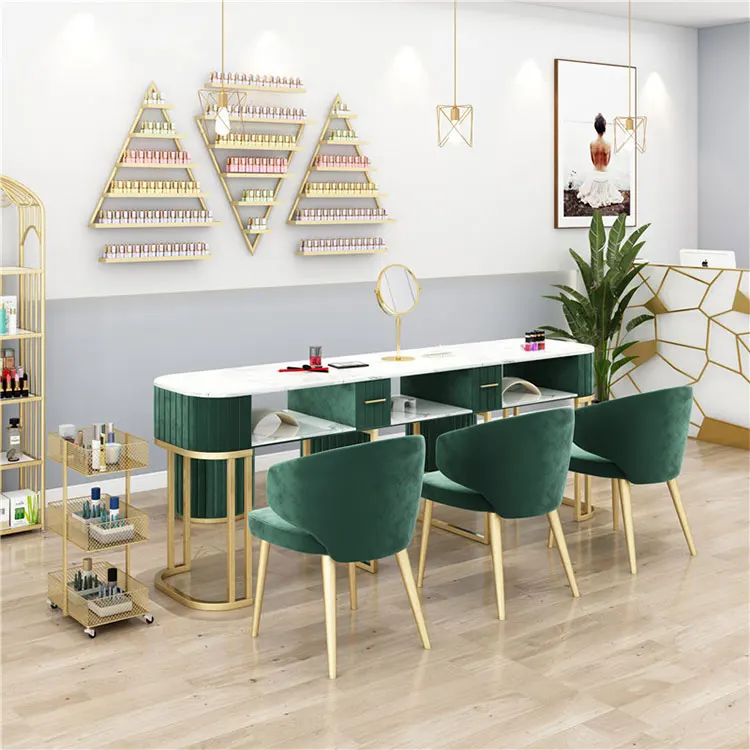 Luxurious Salon Set Nail Station Stools And Chair Nail Desk Affordable And economical Manicure Table manicure table economical imitation marble nail table and chair set ins