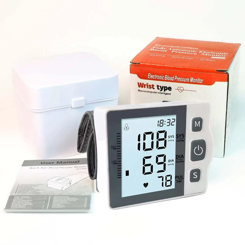 English Voice Tensiometer Digital Blood Pressure Monitors Medical Wrist Device BP Sphygmomanometer LCD Display Tonometer