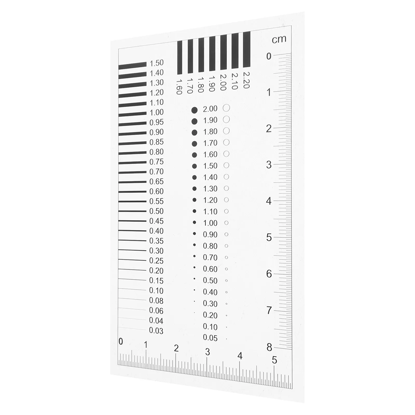 고정밀 초미세 크기 측정 차트 투명 결함 감지 필름 눈금자 직경 라인 폭 균열 스크래치 측정